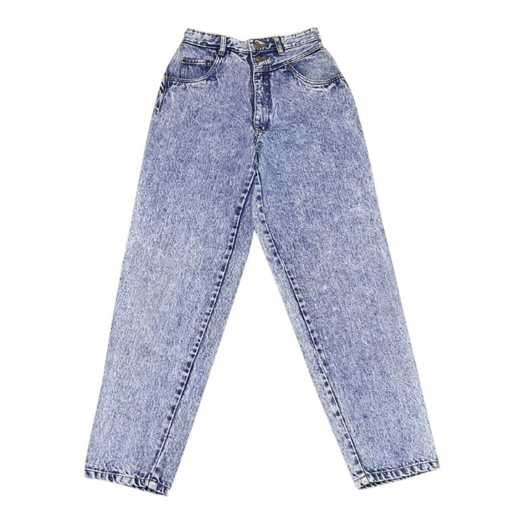 Vintage 90s RIO High Waist Tapered Straight Acid Wash Jeans | Blue | W24